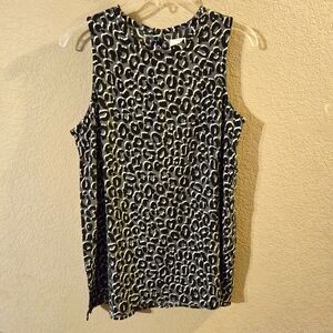 Mud Pie New Womens Tripp Black/Gray Animal Print Sleeveless Top Size Small